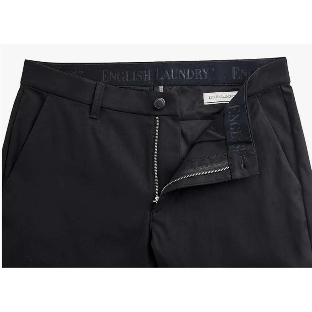 English Laundry Mens Flat Front Chino Pants Black 40x30 Straight Leg Trousers - Picture 4 of 4